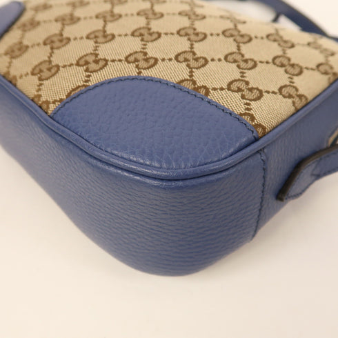 GUCCI GHW Shoulder Bag 449413 GG Canvas Brown Blue