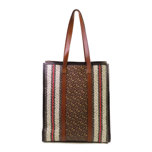 BURBERRY Tote Bag Shoulder Bag Coated Canvas Brown Black White