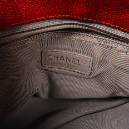 CHANEL CC SHW Shoulder Bag Calfskin Leather Red