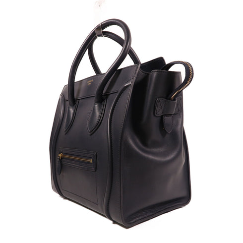 CELINE GHW Mini Luggage Handbag 165213HSC Calfskin Leather Black