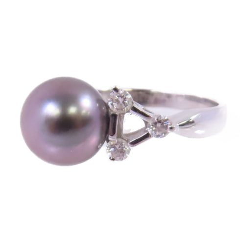 FINE JEWELRY Pearl 0.31ct Diamond Ring US#5 18K White Gold