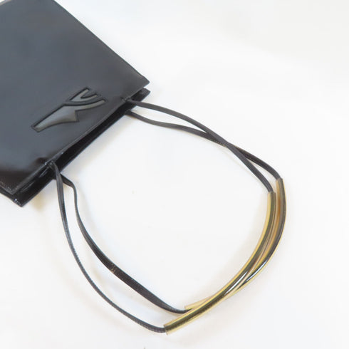 Salvatore Ferragamo GHW Shoulder Handbag Patent Leather Black