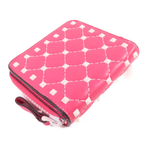 Valentino Garavani Rockstud Zipper Wallet Calfskin Leather QW1P0548UWJ Pink