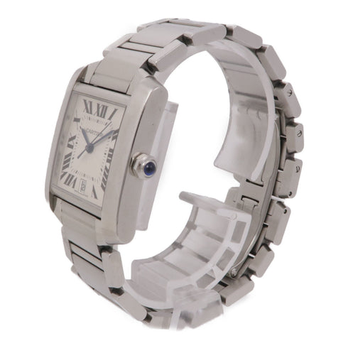 CARTIER Tank Francaise 2302 Automatic Watch Stainless Steel White