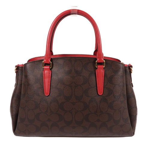 COACH GHW Handbag G1823 PVC Coated Canvas Brown/Red