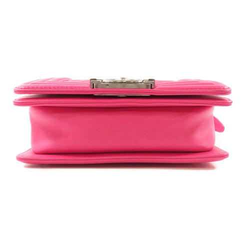 CHANEL CC Boy Chanel Chain Shoulder Bag Calfskin Leather Pink