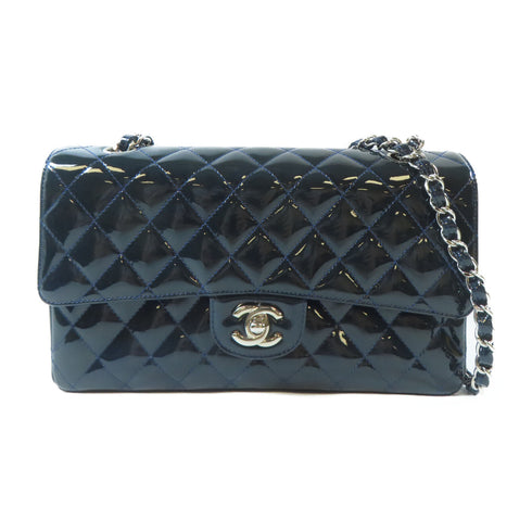 CHANEL Quilted CC SHW Classic Flap Chain Shoulder A01112 Pattern Leather Navy