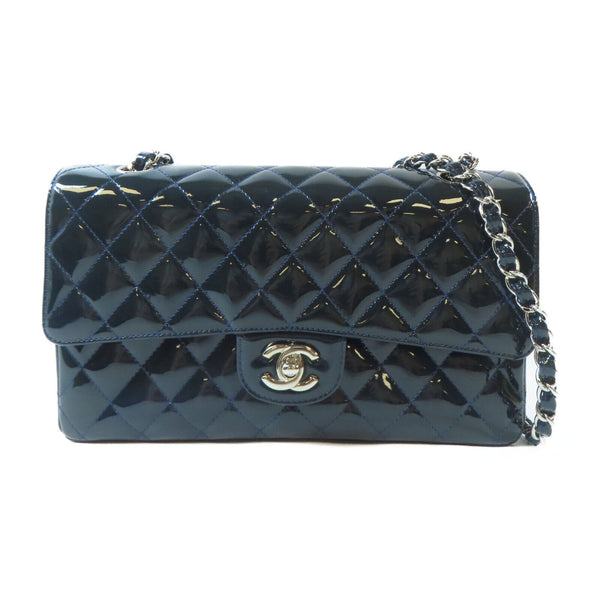 CHANEL Quilted CC SHW Classic Flap Chain Shoulder A01112 Pattern Leather Navy
