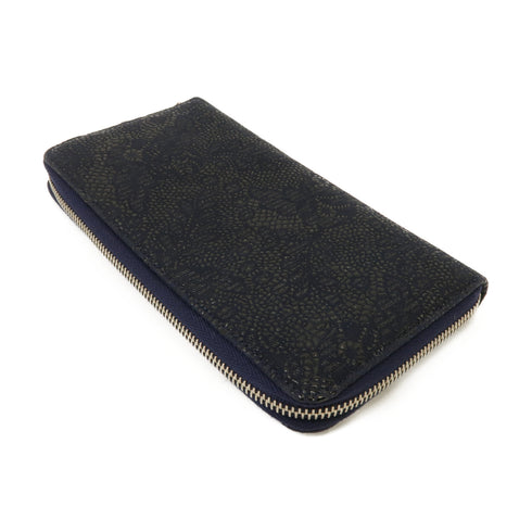 CHANEL CC SHW Zip Long Wallet Coated Canvas Navy