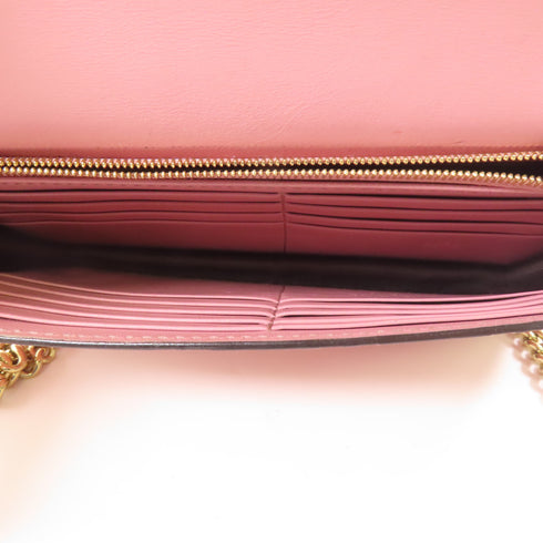 GUCCI GG GHW Wallet On Chain Shoulder Bag 409340 Calfskin Leather Pink