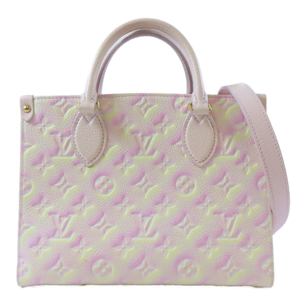 LOUIS VUITTON LV GHW On The Go PM 2 Way Bag M46168 Monogram Empreinte Pink/Yellow