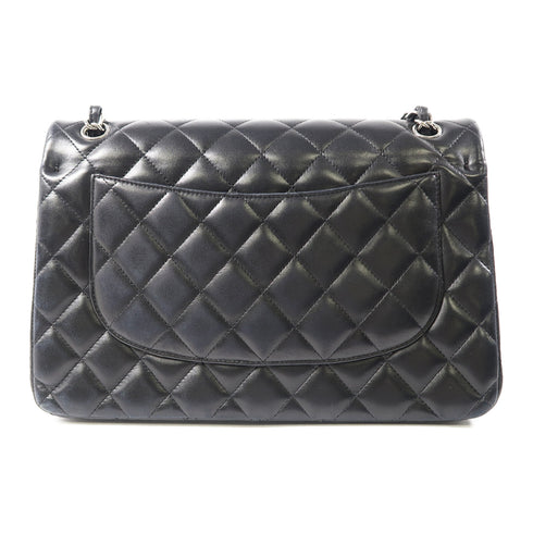 CHANEL Quilted CC SHW Classic Jumbo Chain Shoulder Bag Lambskin Leather Black v2