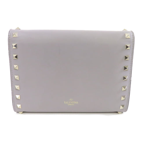 Valentino GHW Chain Shoulder Bag Calfskin Leather Gray