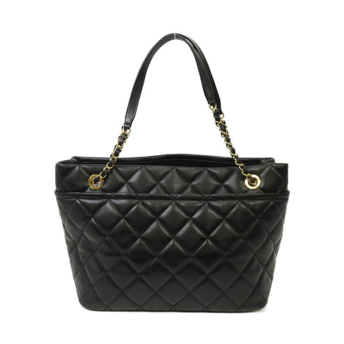 CHANEL Quilted CC GHW Chain Shoulder Bag Calfskin Leather Black v3