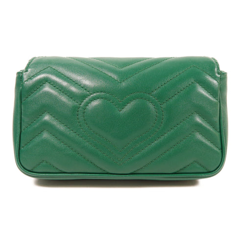 GUCCI GHW GG Marmont Chain Shoulder Bag Leather Green 476433
