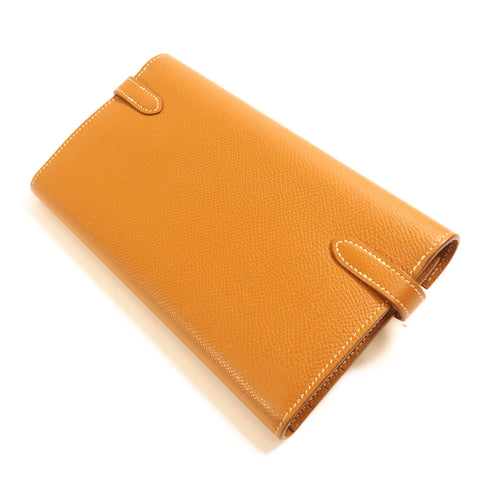 HERMES PHW Kelly Wallet Long Wallet Epsom Leather Gold