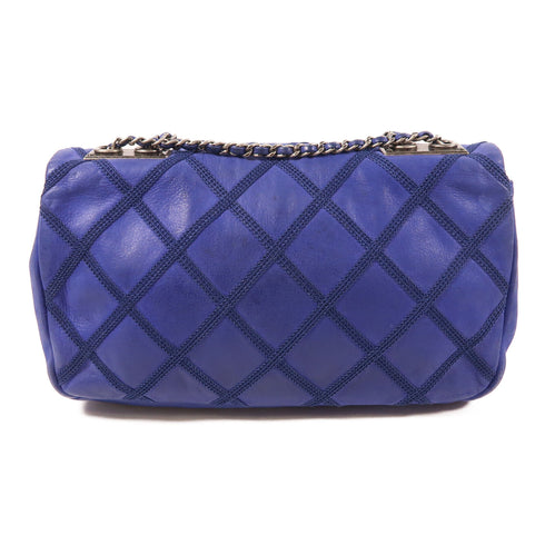 CHANEL CC SHW Chain Shoulder Bag Calfskin Leather Blue