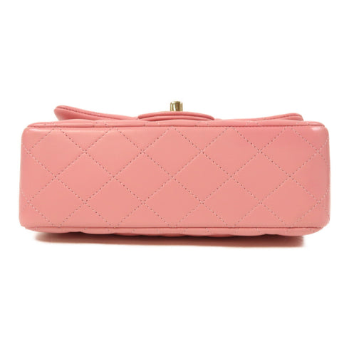 CHANEL CC GHW Mini Flap bag with Top Handle 2 Way Bag Lambskin Leather Pink
