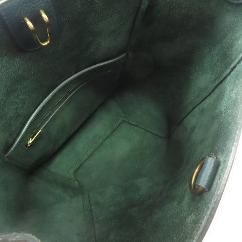 CELINE GHW Small Sangle Bucket Shoulder Bag Calfskin Leather Green