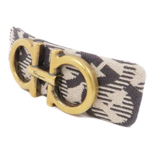 SALVATORE FERRAGAMO Hairpin Metal/Canvas Brown