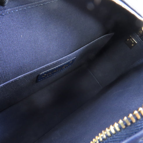 CHANEL CC GHW Chain Shoulder Bag Crossbody Lambskin Leather Navy