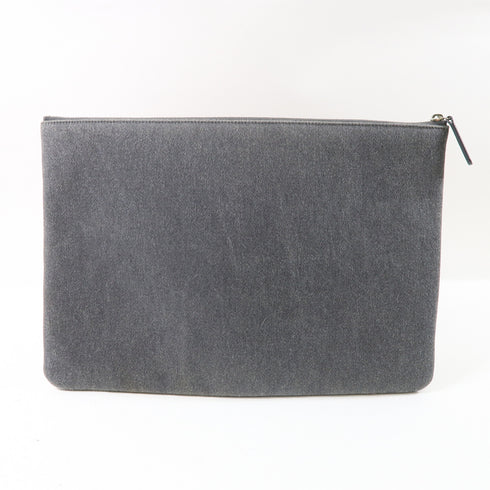 CHANEL CC SHW Clutch Handbag Denim Grey