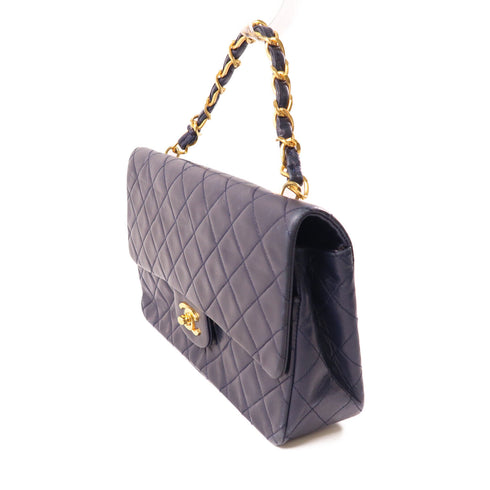 CHANEL CC GHW Handbag Lambskin Leather Navy Blue