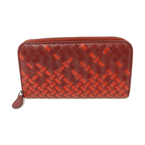 BOTTEGA VENETA BV SHW Long Wallet Intrecciato Leather Red