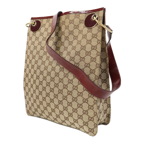 GUCCI GG GHW Shoulder Bag Canvas Brown v1