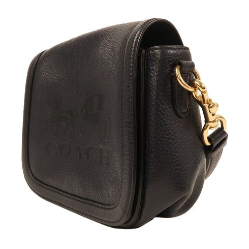 COACH GHW Carriage Crossbody Shoulder Bag C4058 Leather Midnight Blue