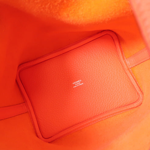 HERMES PHW Picotin PM Handbag Clemence Leather Rose Jaipur/Red