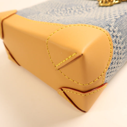 LOUIS VUITTON LV GHW Nano Steamer Shoulder Bag Damier Denim N40751 Blue/Brown