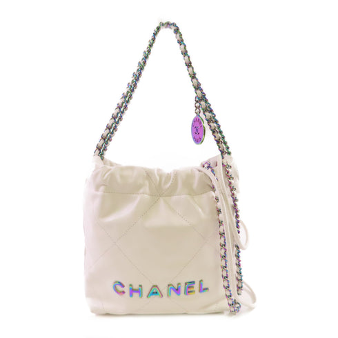 CHANEL Quilted CC Chanel 22 Hand Shoulder Bag Calfskin Leather CP3554HJ White