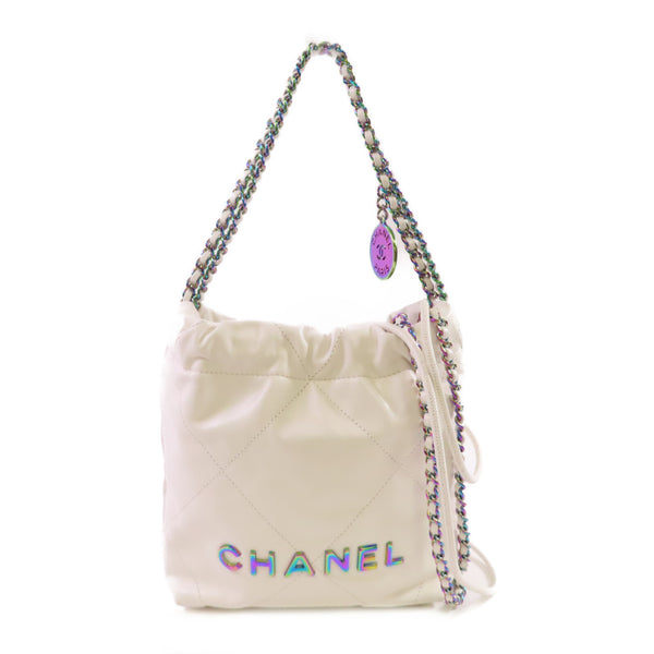 CHANEL Quilted CC Chanel 22 Hand Shoulder Bag Calfskin Leather CP3554HJ White