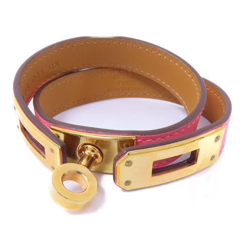 HERMES GHW Double Tour Bracelet Veau Swift Leather Pink