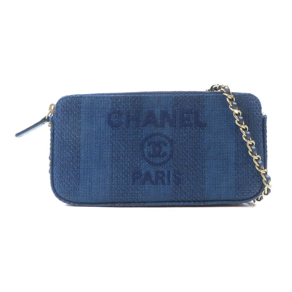 CHANEL CC GHW Chain Shoulder Crossbody Bag Canvas Blue