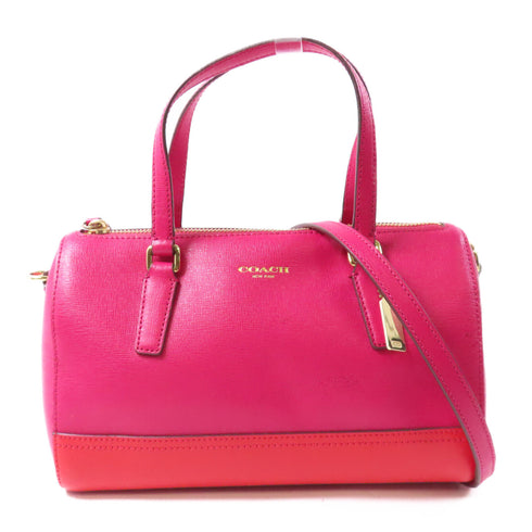 COACH SHW 2 Way Shoulder Bag Calfskin Leather Pink