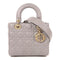 Christian Dior CD GHW Lady Dior 2 Way Shoulder Bag Lambskin Leather Grey