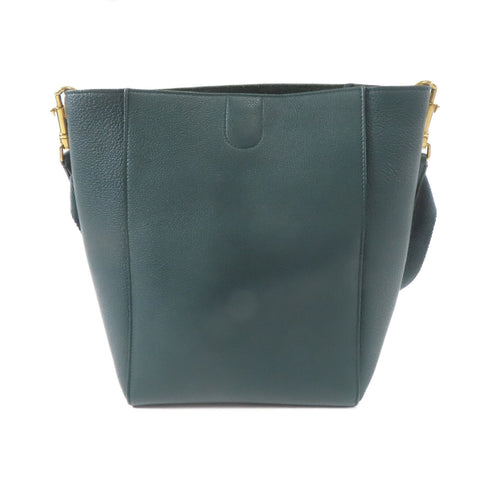 CELINE GHW Small Sangle Bucket Shoulder Bag Calfskin Leather Green