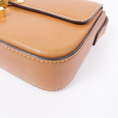 CELINE GHW Claude Bag Shoulder Bag Calfskin Leather Brown