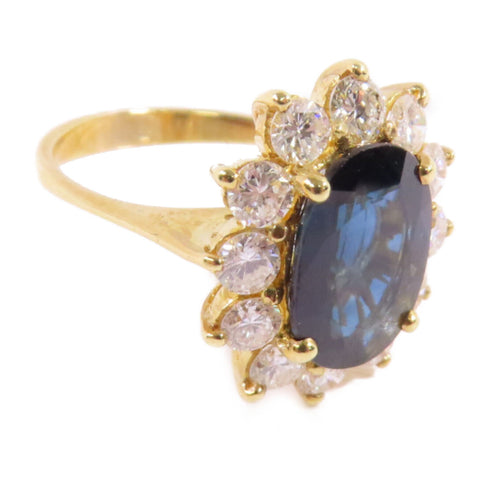 FINE JEWELRY Sapphire Diamond Ring US#6 18K Yellow Gold