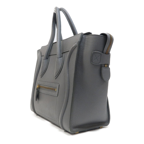 CELINE GHW Micro Luggage Handbag Calfskin Leather Grey
