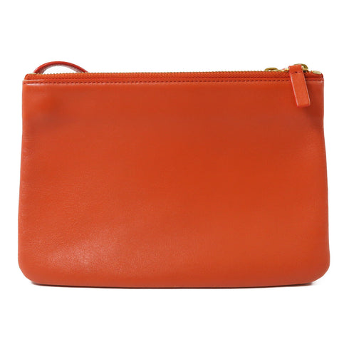 CELINE GHW Trio Shoulder Bag 165113 Lambskin Leather Red