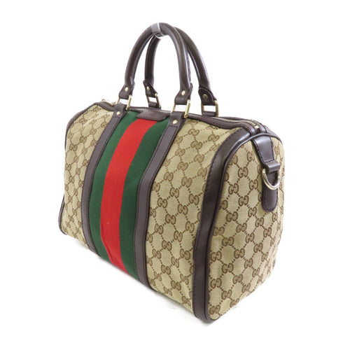GUCCI GG GHW 2 Way Shoulder Boston Bag 247205 Canvas Leather Brown