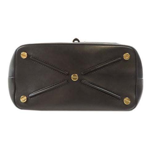 Valentino GHW Hand Bag 2 Way Shoulder Bag Calfskin Leather Black