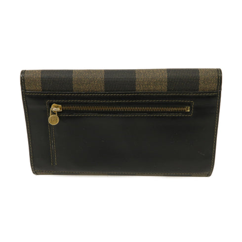 FENDI GHW Long Wallet Coated Canvas Black Brown