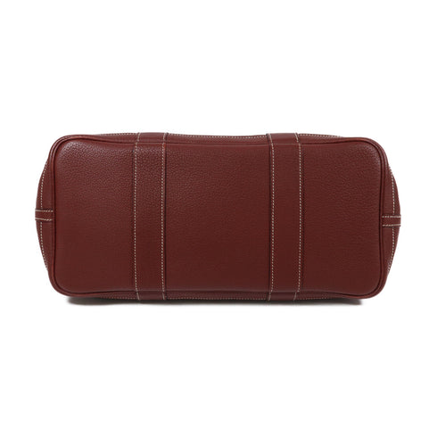 HERMES PHW Garden Party PM Tote Bag Handbag Negonda Leather Red