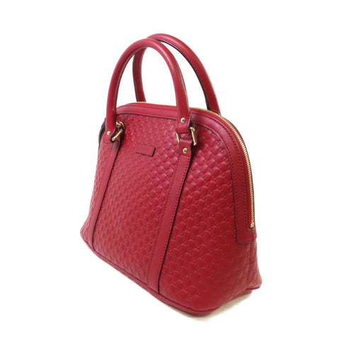 GUCCI GHW GG Micro Guccissima Handbag Shoulder Bag Calfskin Leather 449663 Red