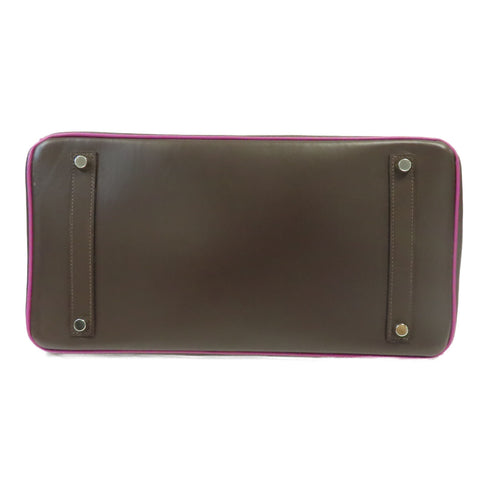 HERMES PHW Birkin 35 Handbag Swift Leather Ebene Brown