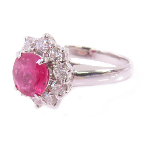 Jewelry 1.54ct Ruby 0.75ct Diamond Ring US#5.5 PT900 Platinum